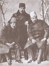 Описание: Mykola Sadovsky, Ivan Karpenko-Kary, and Panas Saksahansky.